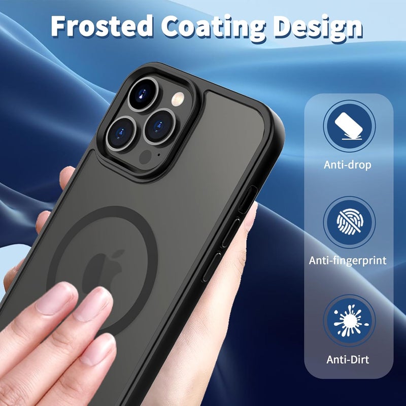 CACOE Magnetic Case for iPhone 13 Pro Max 6.7 inch-Compatible with MagSafe & Magnetic Car Phone Mount,Anti-Fingerprint TPU Thin Phone Cases Cover Protective Shockproof(Black) - Image 5